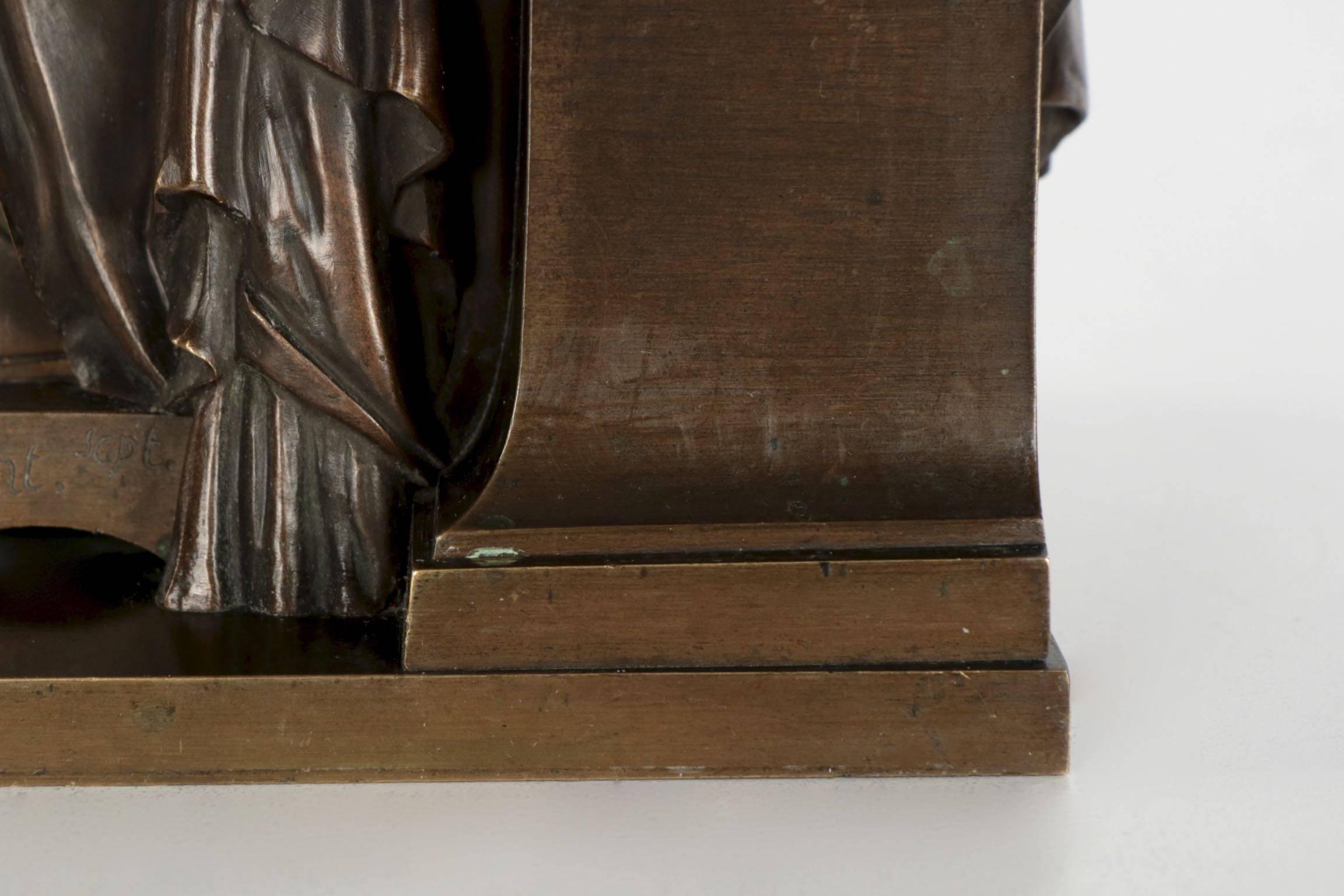 French Antique Bronze Sculpture of Zeno of Elea by Eugene Laurent 3