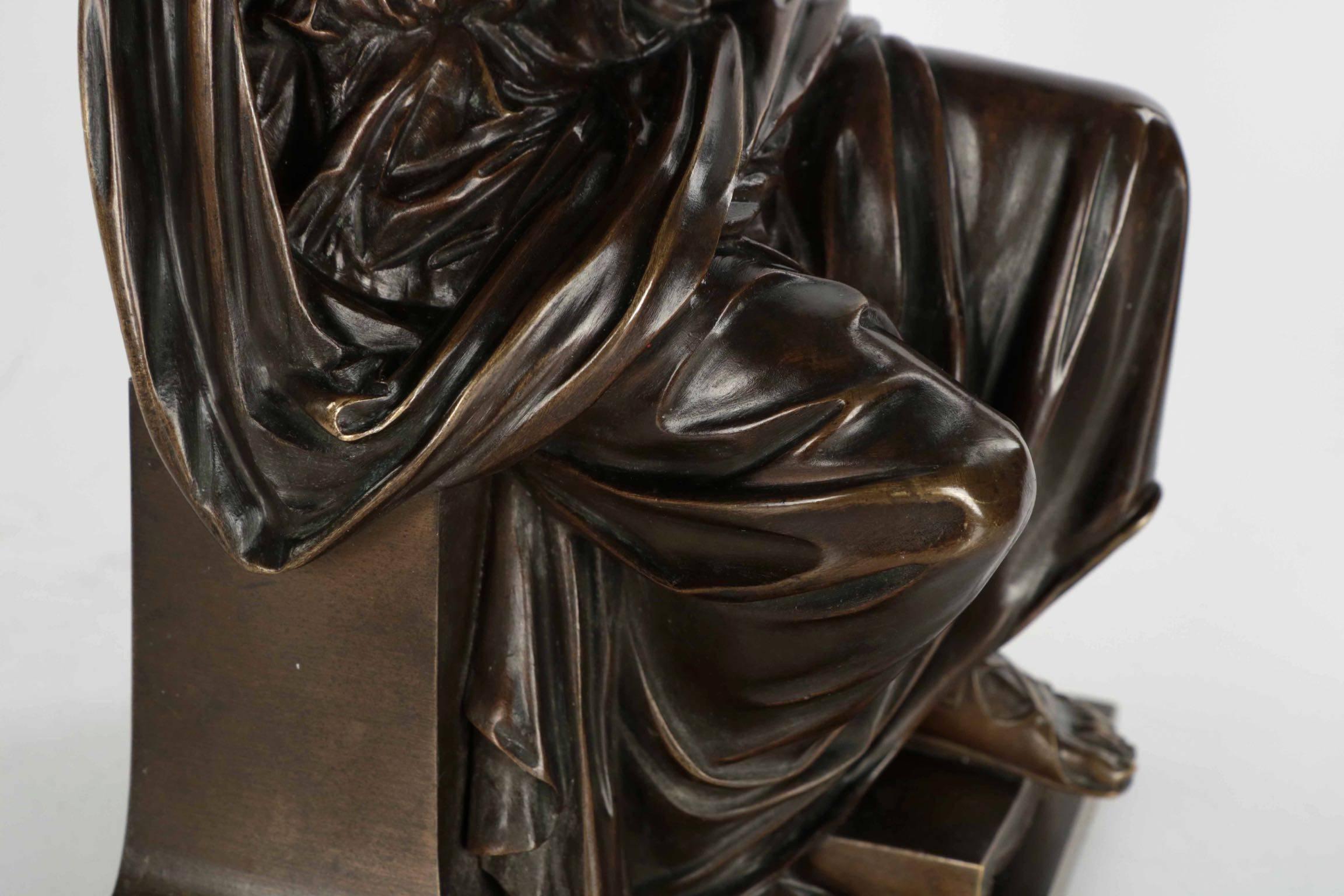 French Antique Bronze Sculpture of Zeno of Elea by Eugene Laurent 1