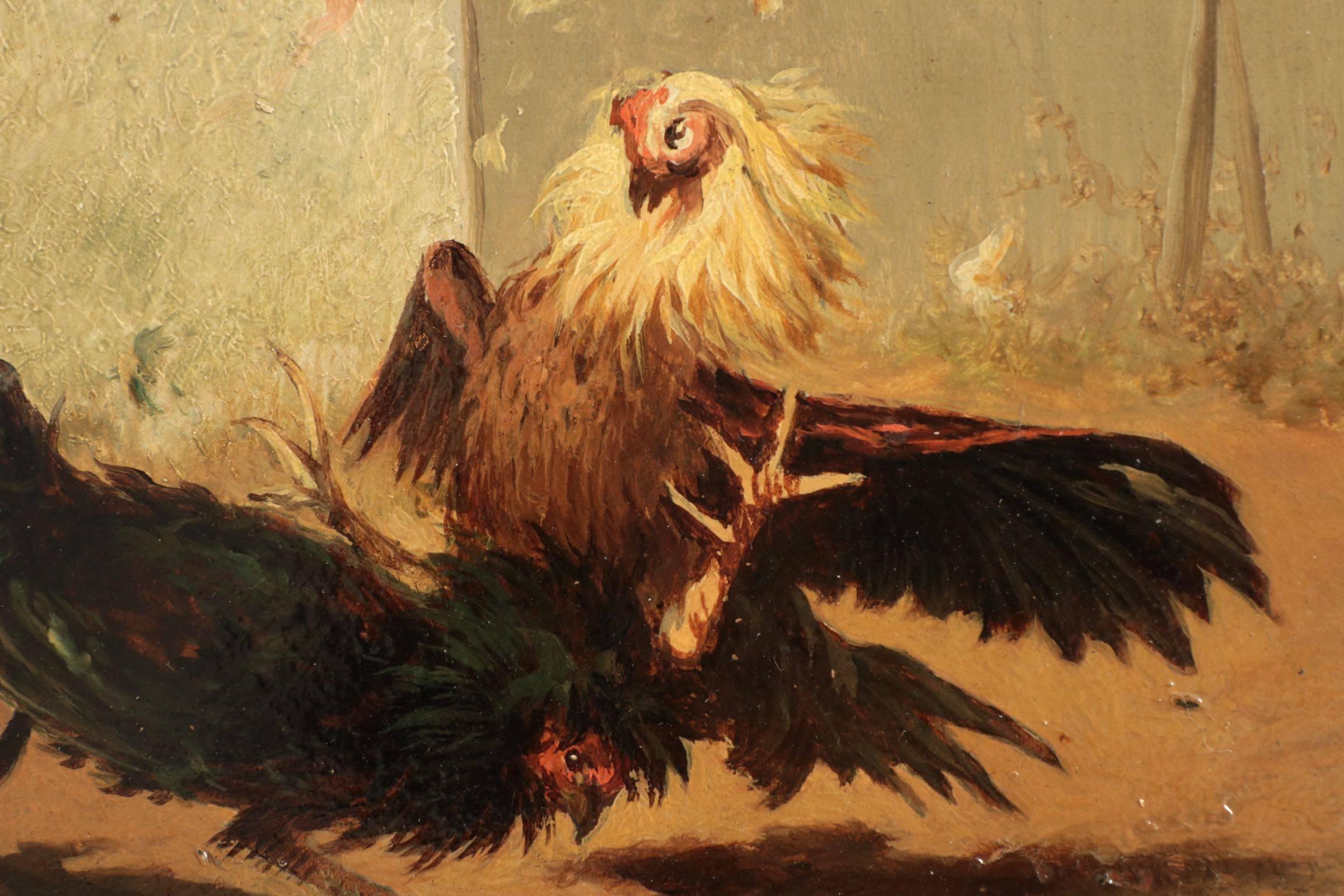 19th Century Four William Baird American, 1847-1899 Paintings of Cocks Fighting