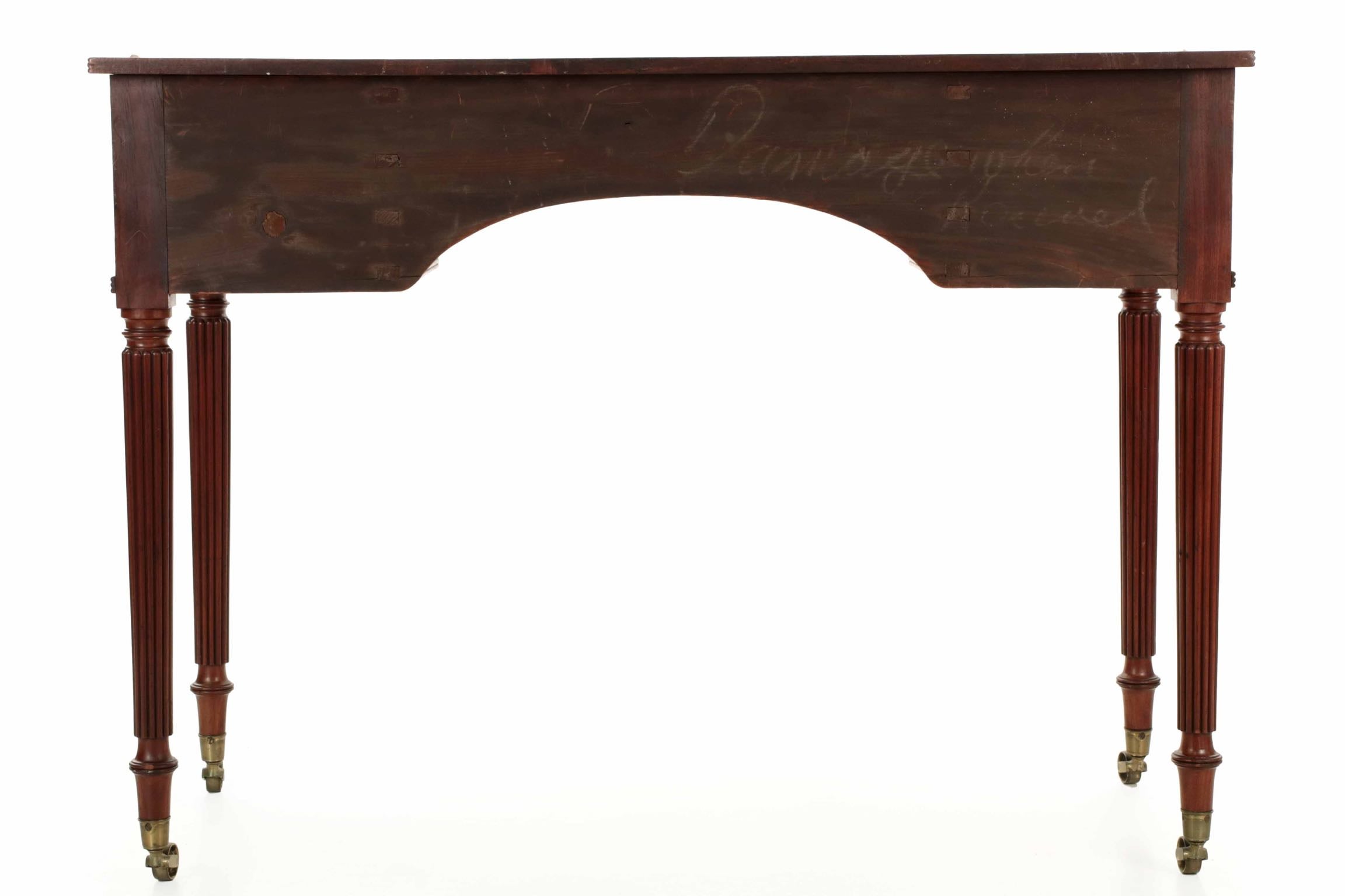 English Regency Period Mahogany And Leather Antique Writing Desk