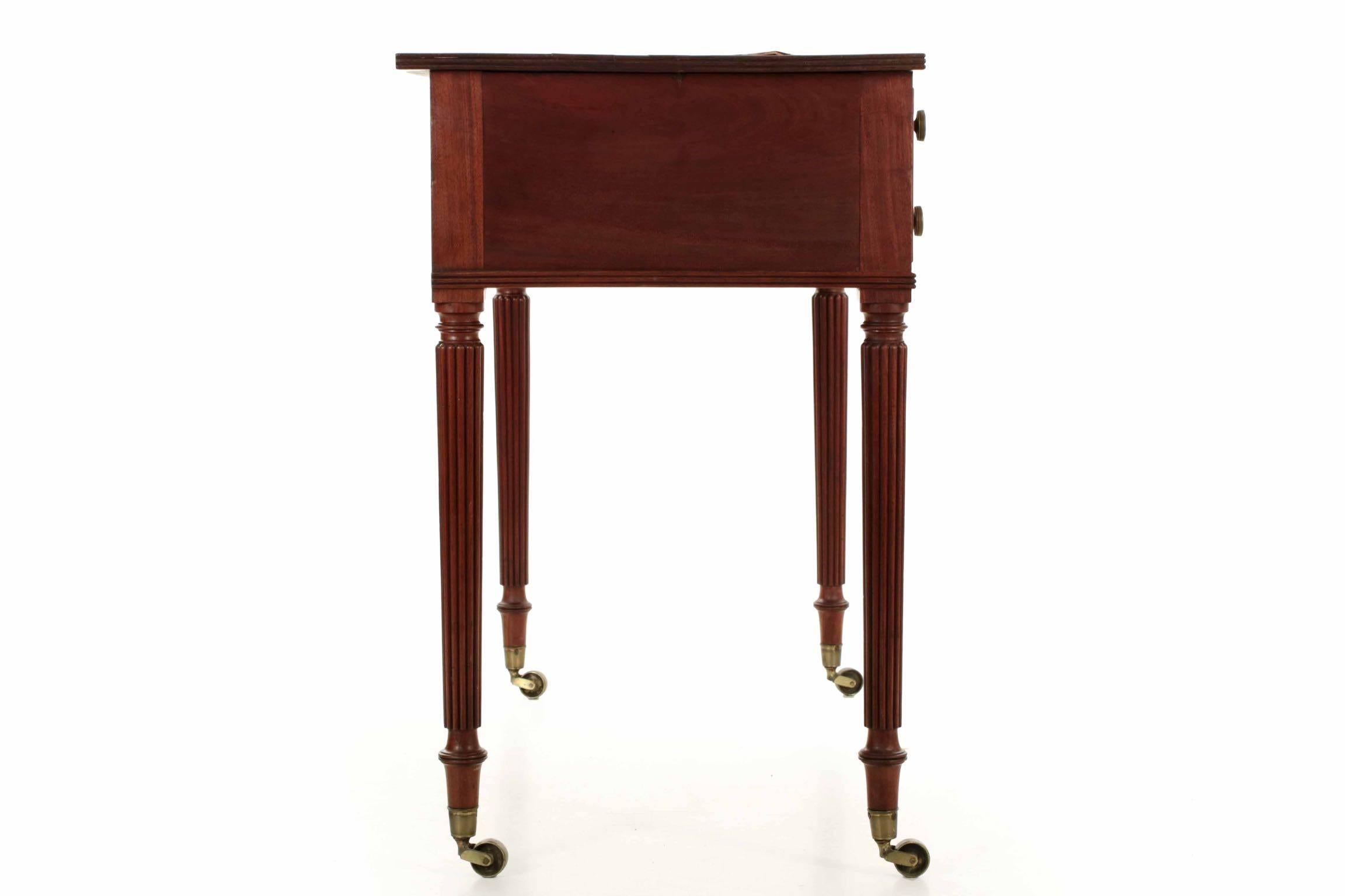 English Regency Period Mahogany & Leather Antique Writing Desk Table c. 1815-30 2