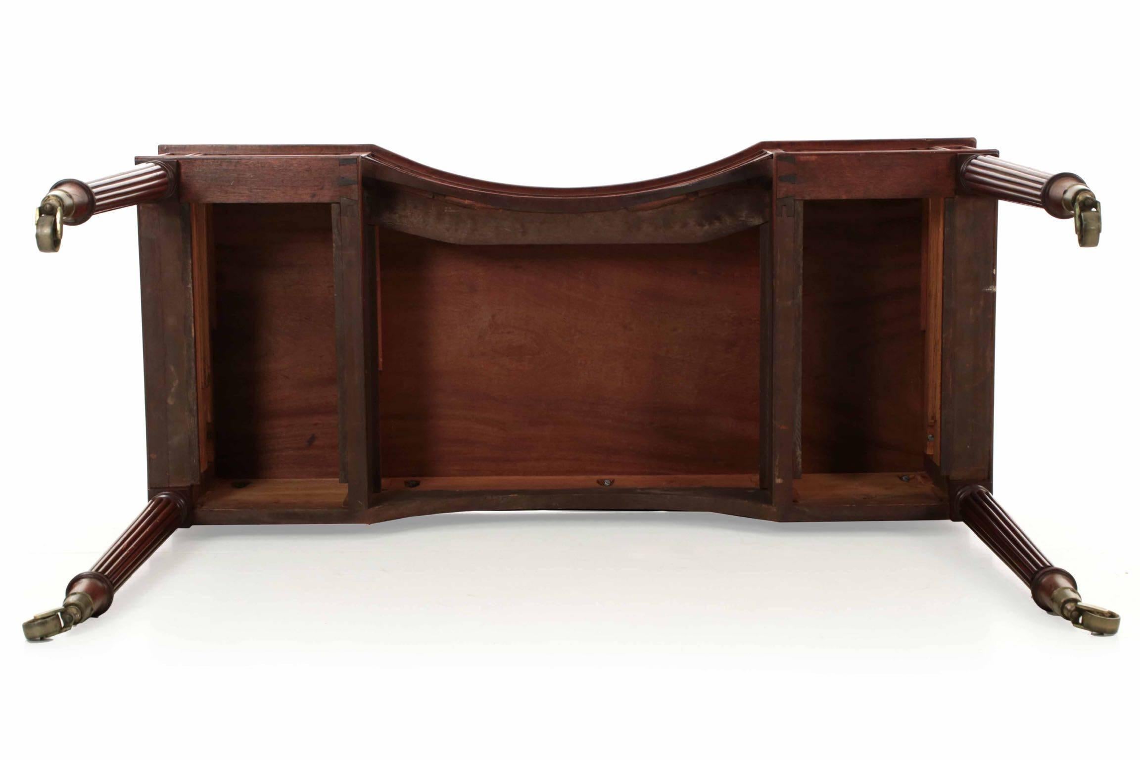 English Regency Period Mahogany & Leather Antique Writing Desk Table c. 1815-30 3