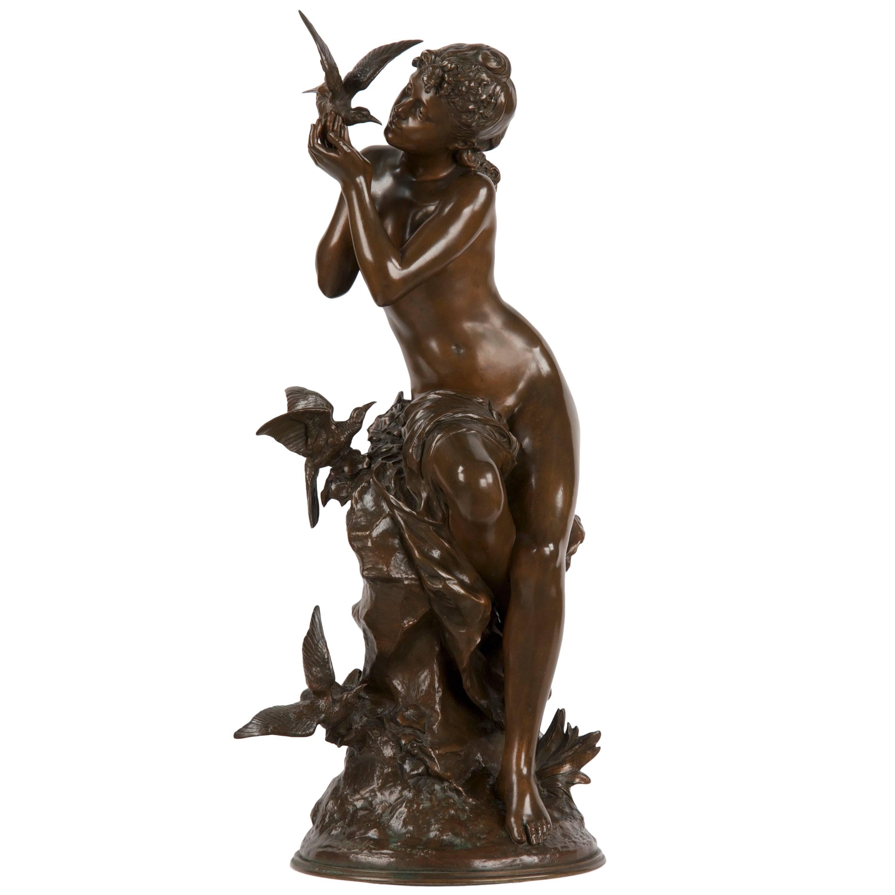 Mathurin Moreau French Art Nouveau Bronze Sculpture, Cast by Susse Frères