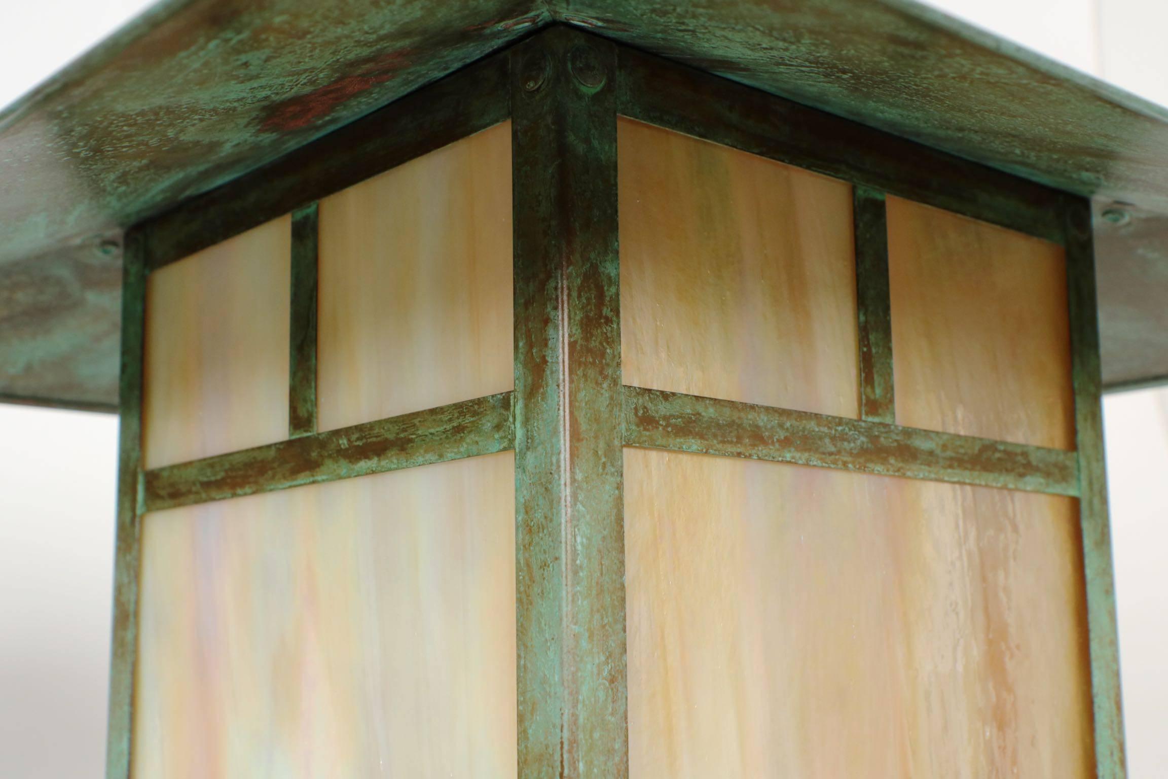 Arts & Crafts Style Patinated Copper Column Post Lamp by Arroyo Craftsman 2