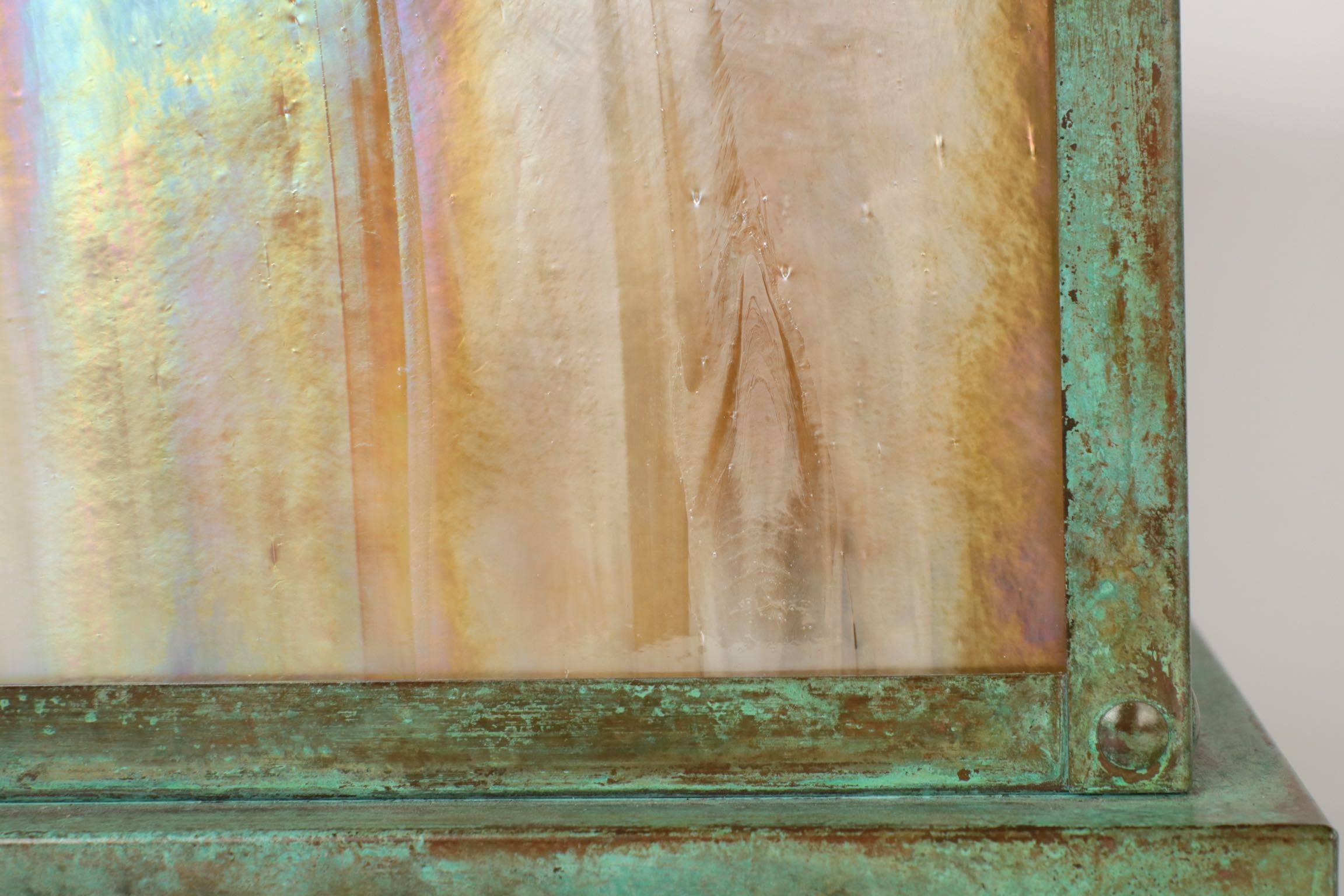 Arts & Crafts Style Patinated Copper Column Post Lamp by Arroyo Craftsman In Excellent Condition In Shippensburg, PA
