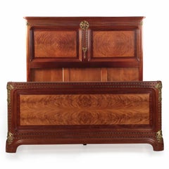 Louis Majorelle "Pirouette" Art Nouveau Figured Mahogany Bed, circa 1910