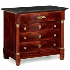 19th Century Empire Style Mahogany Antique Commode Chest of Drawers
