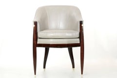 Art Deco Macassar Ebony and Leather Armchair after Emile-Jacques Ruhlmann