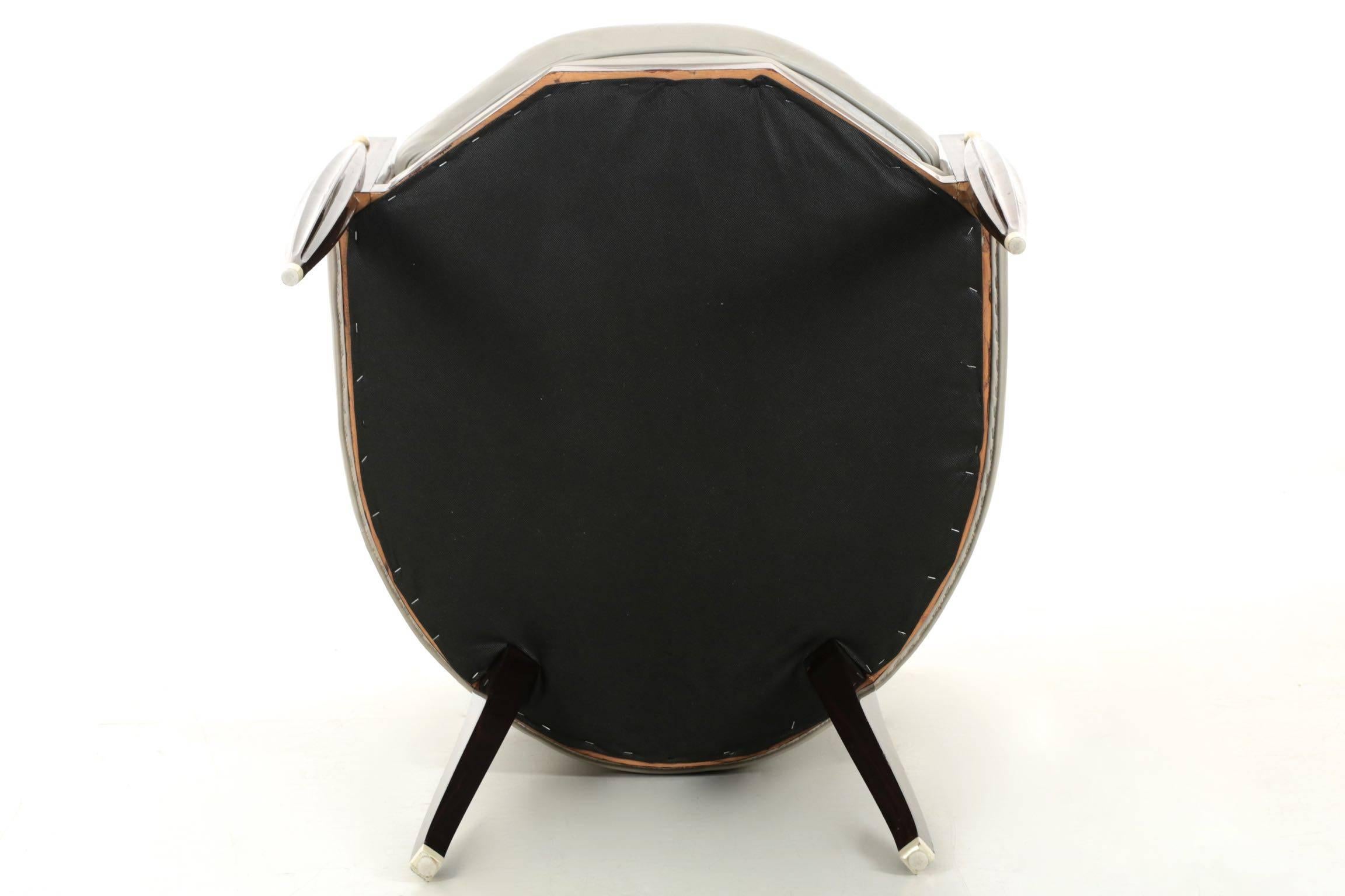 Art Deco Macassar Ebony and Leather Armchair after Emile-Jacques Ruhlmann 1
