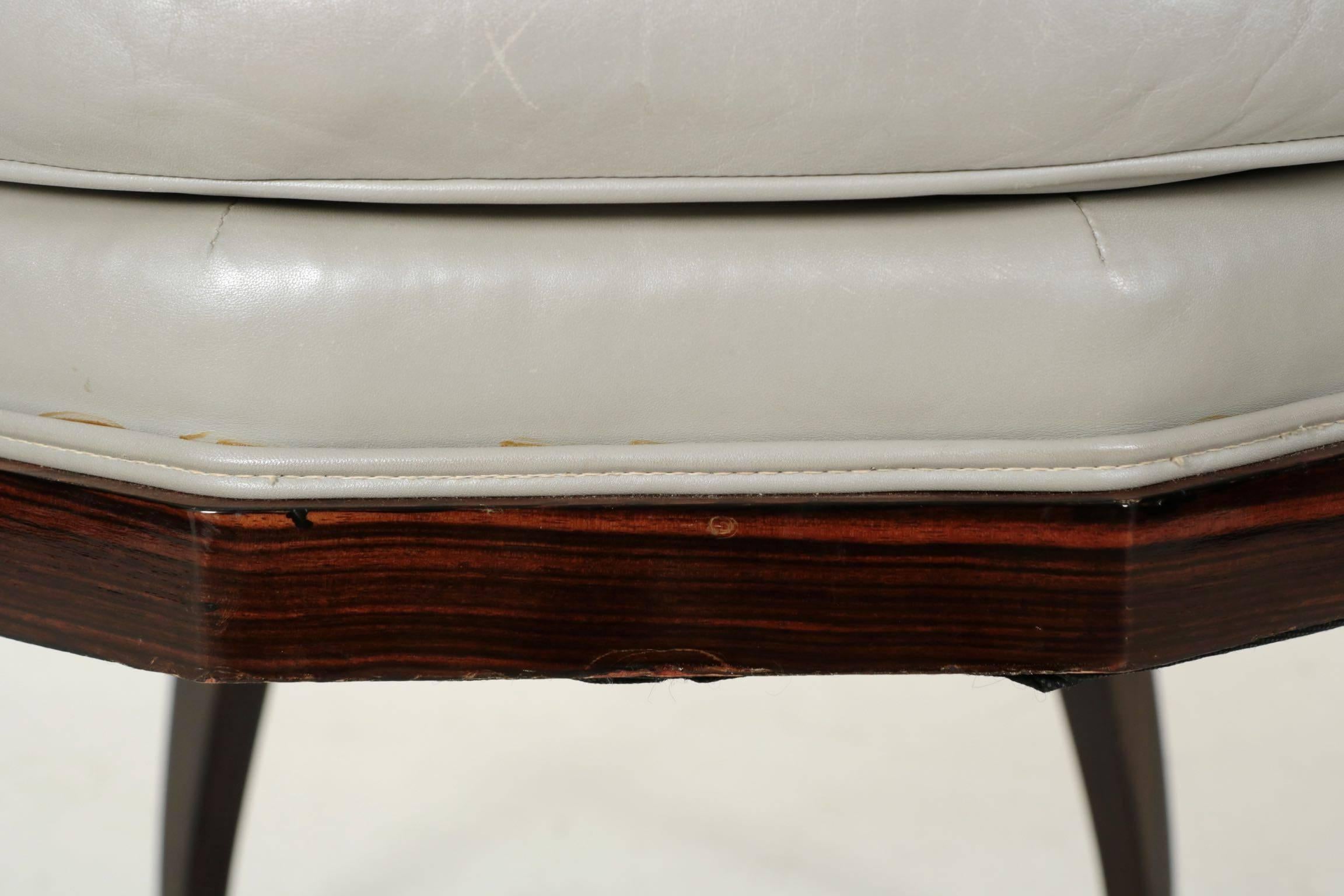 Veneer Art Deco Macassar Ebony and Leather Armchair after Emile-Jacques Ruhlmann