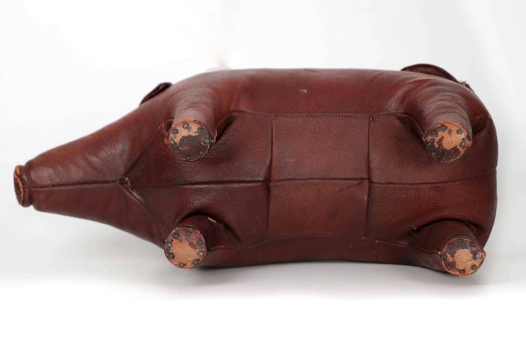 Stitched Leather Pig Footstool Ottoman by Dimitri Osmera for