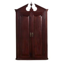 English Georgian Mahogany Broken-Arch Hanging Cupboard, Early 19th Century