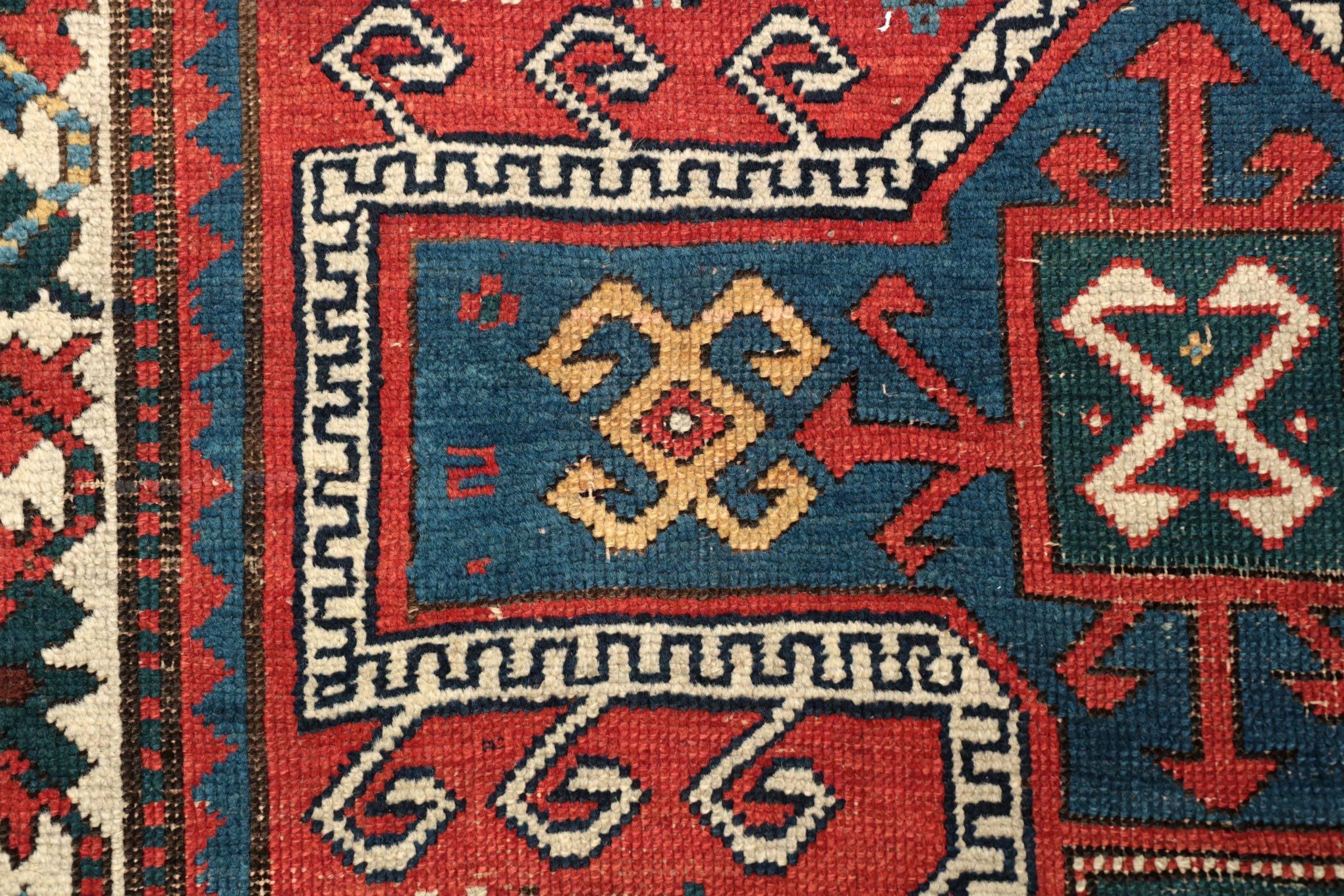 Antique Caucasian Kazak Area Rug, circa 1900 3