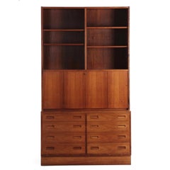 Danish Midcentury Rosewood Wall Unit Desk over Dresser by Poul Hundevad