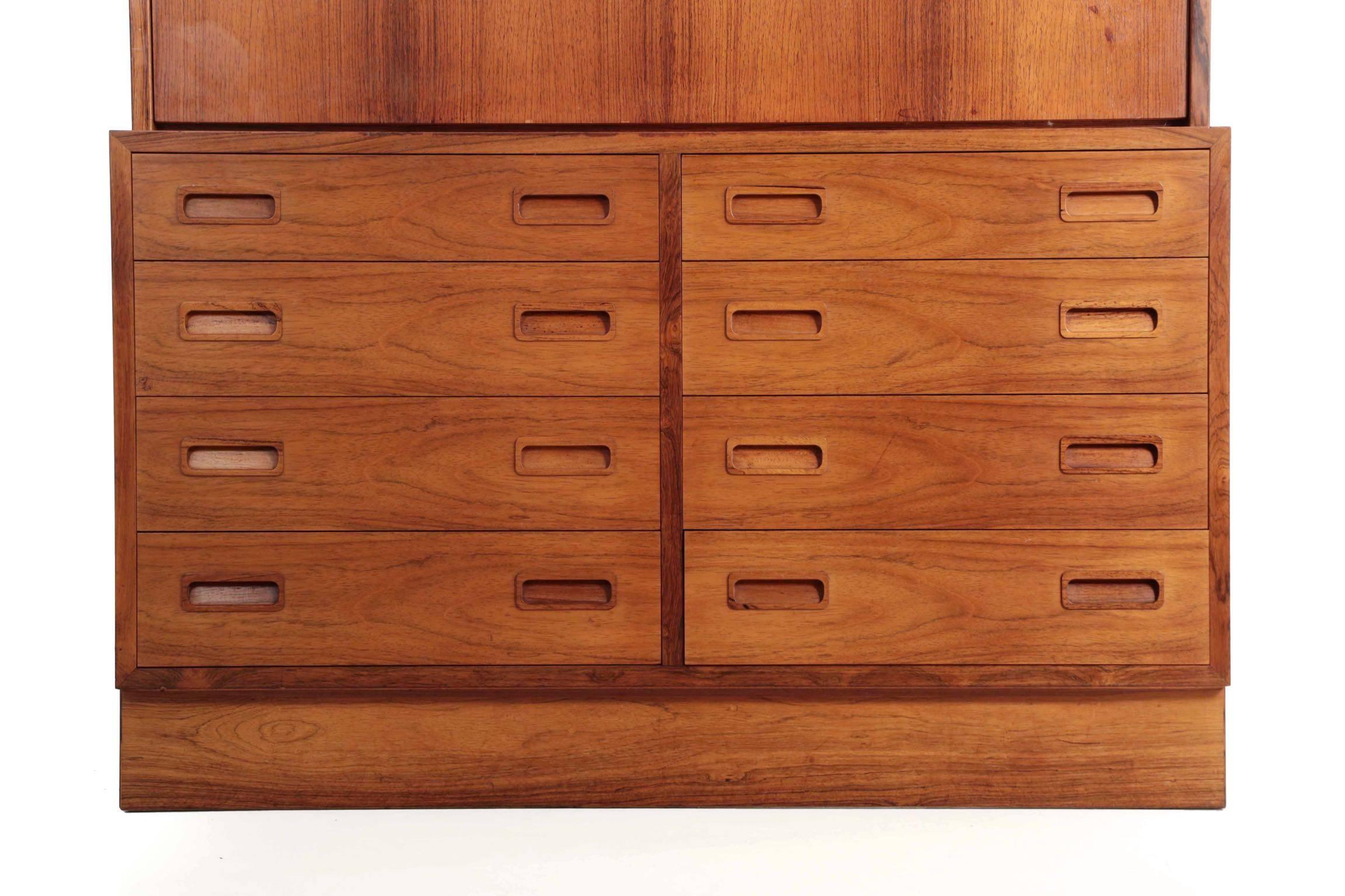 Danish Midcentury Rosewood Wall Unit Desk over Dresser by Poul Hundevad 4