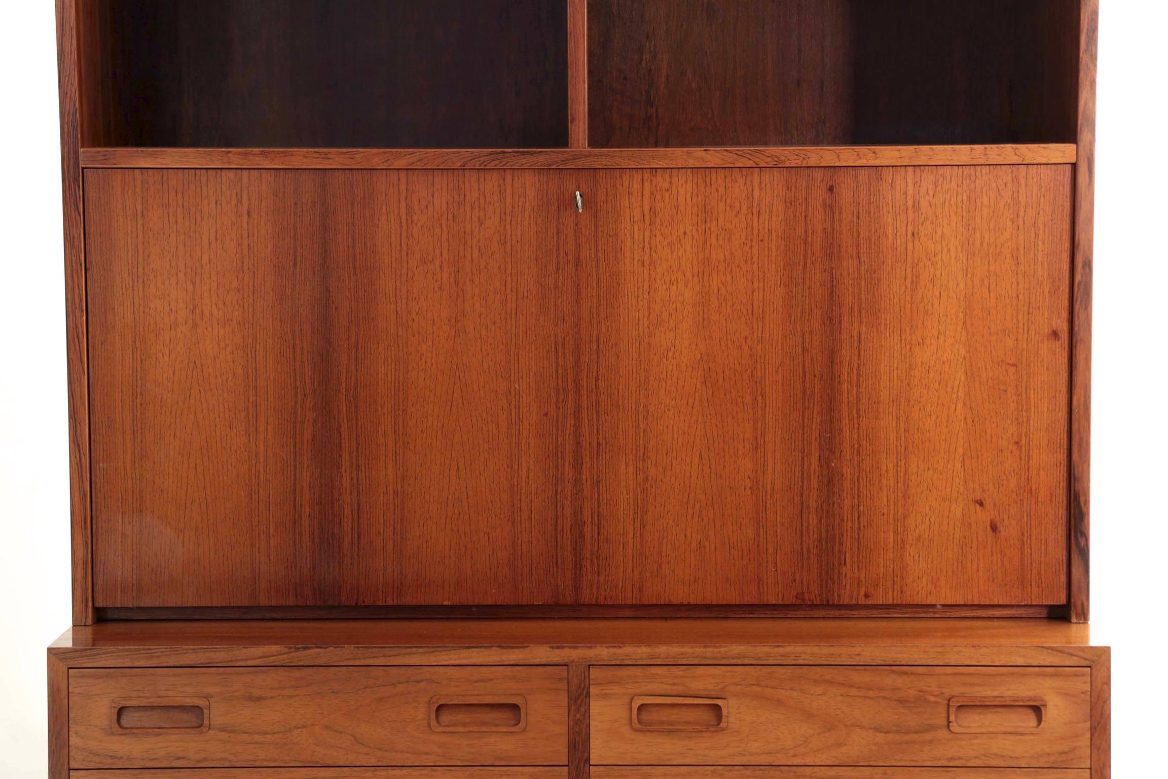 20th Century Danish Midcentury Rosewood Wall Unit Desk over Dresser by Poul Hundevad