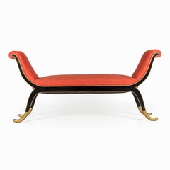 Hollywood Regency Ebonized and Gilded Window Bench circa 1940s