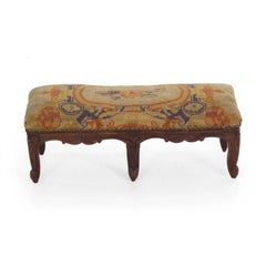 French Provincial Carved Fruitwood Antique Footstool