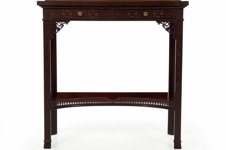 Chinese Chippendale Style Mahogany Antique Curio Cabinet By James 19th Century Chinese Chippendale Style Mahogany Antique Curio Cabinet by James Lamb For Sale - Chinese Chippendale Style Mahogany Antique Curio Cabinet By James