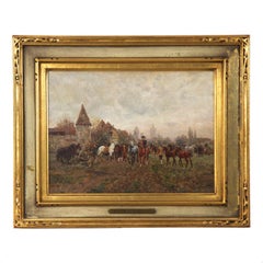 Wilhelm Velten 'Russian/German, 1847-1929' Antique Oil Painting “The Horse Fair"
