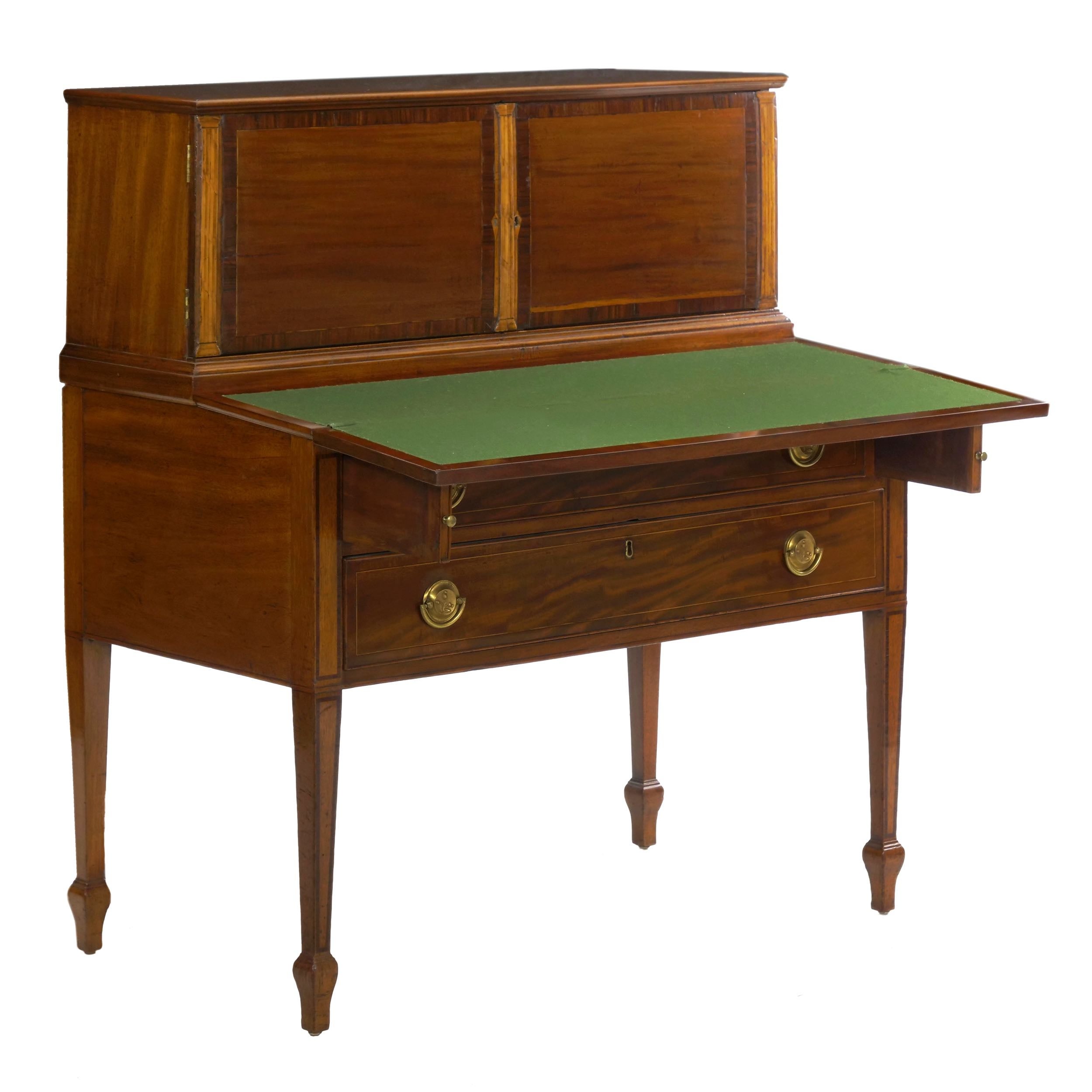 American Federal Inlaid Mahogany Antique Secretary Writing Desk