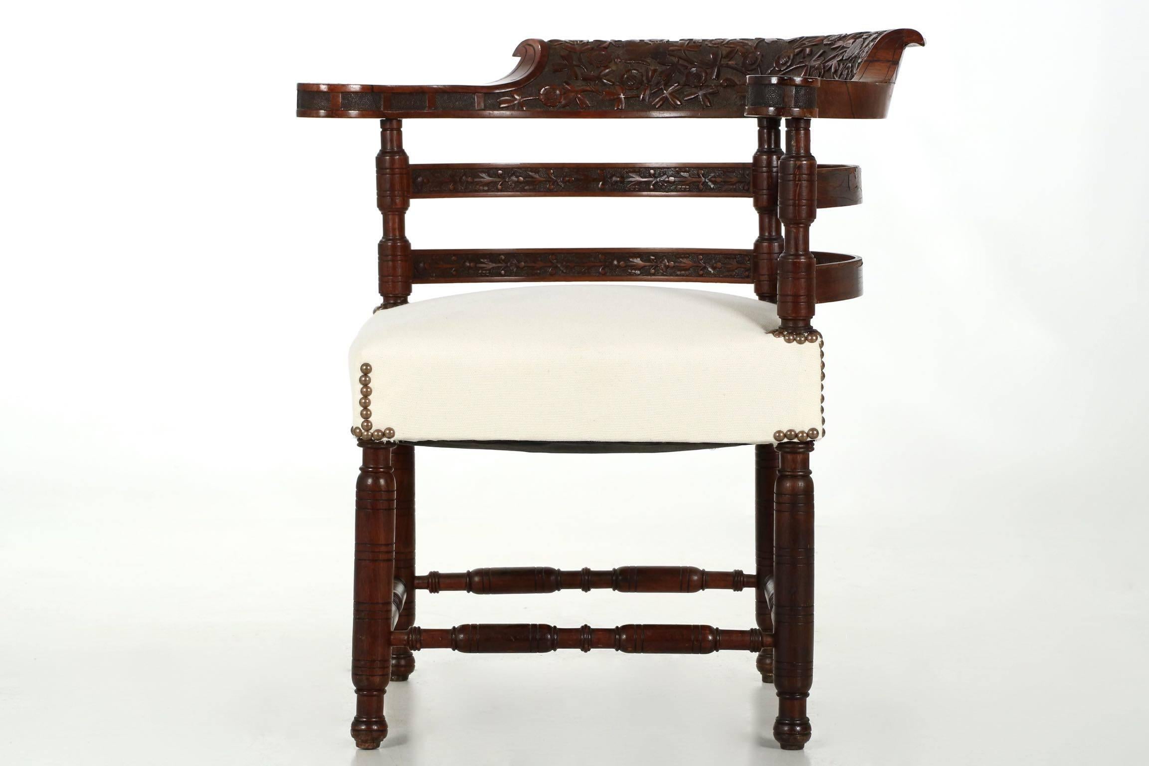 Aesthetic Movement Carved Rosewood Corner Chair, circa 1880 4
