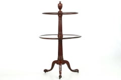 Antique English Two-Tier Carved Mahogany Dumbwaiter Side Table