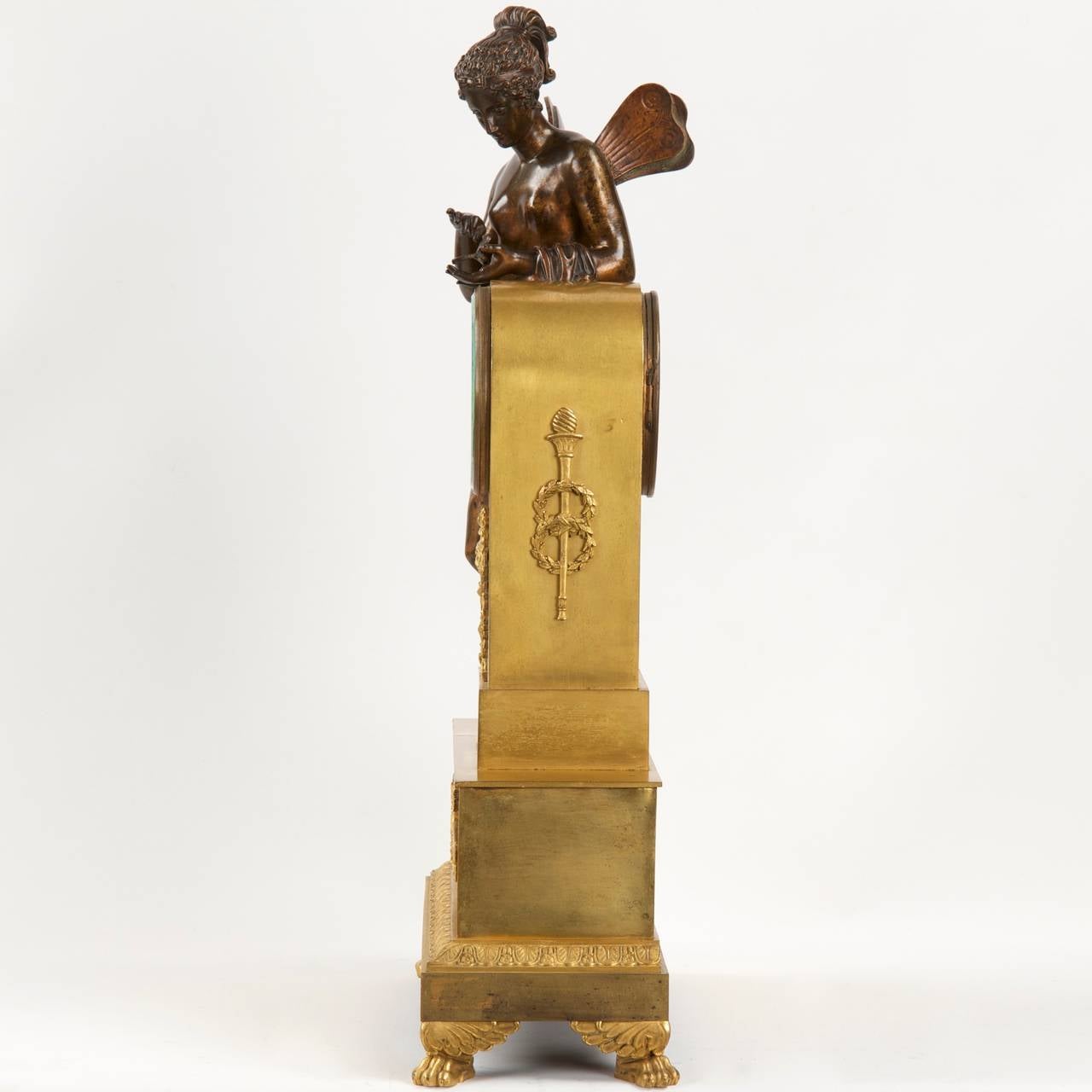 French Napoleon III Bronze Antique Mantel Clock of Psyche, France, 19th Century