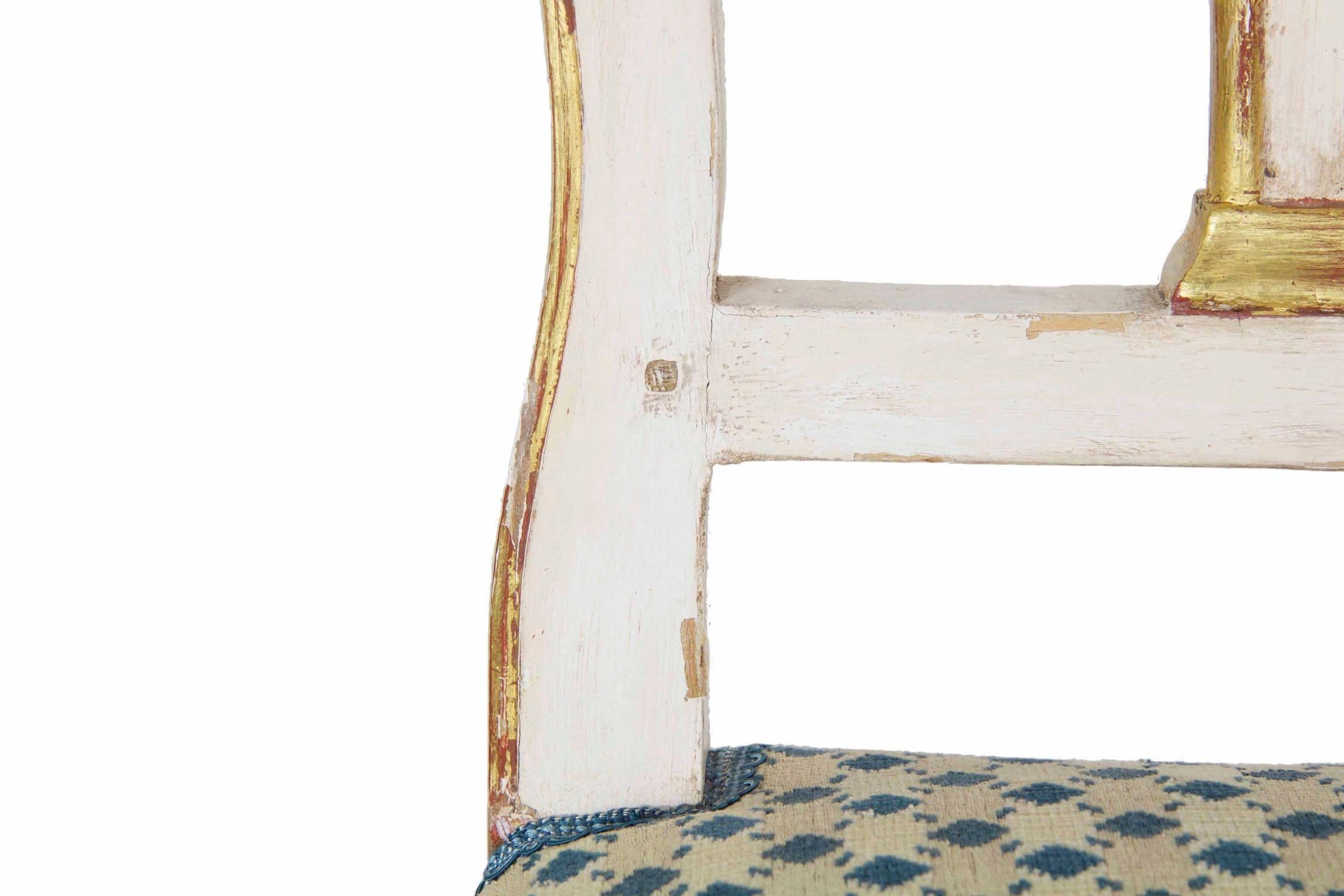 19th Century Directoire White-Painted Parcel Gilt Antique Side Chair 4