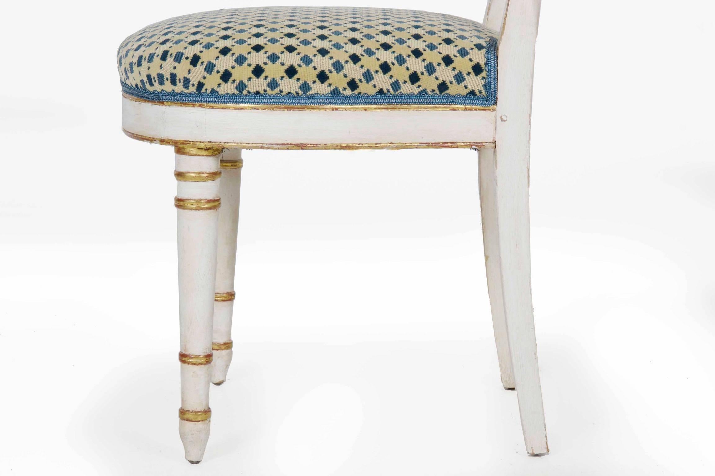 19th Century Directoire White-Painted Parcel Gilt Antique Side Chair 6