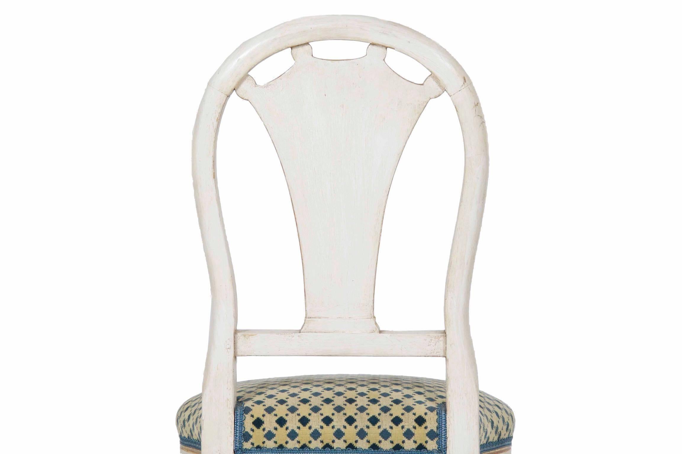 19th Century Directoire White-Painted Parcel Gilt Antique Side Chair 7