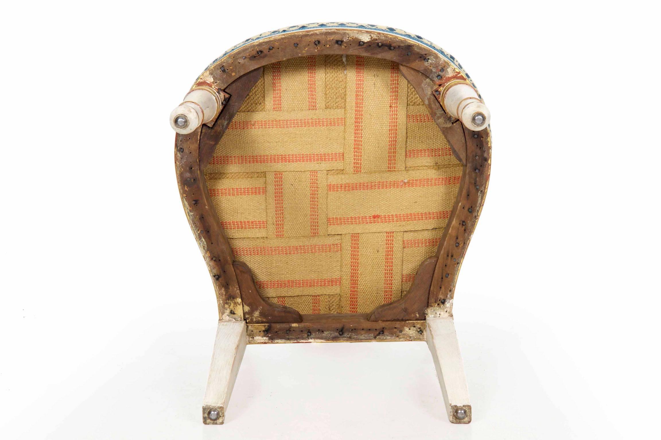 19th Century Directoire White-Painted Parcel Gilt Antique Side Chair 13