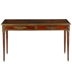 19th Century French Louis XVI Style Mahogany Leather Top Antique Writing Desk