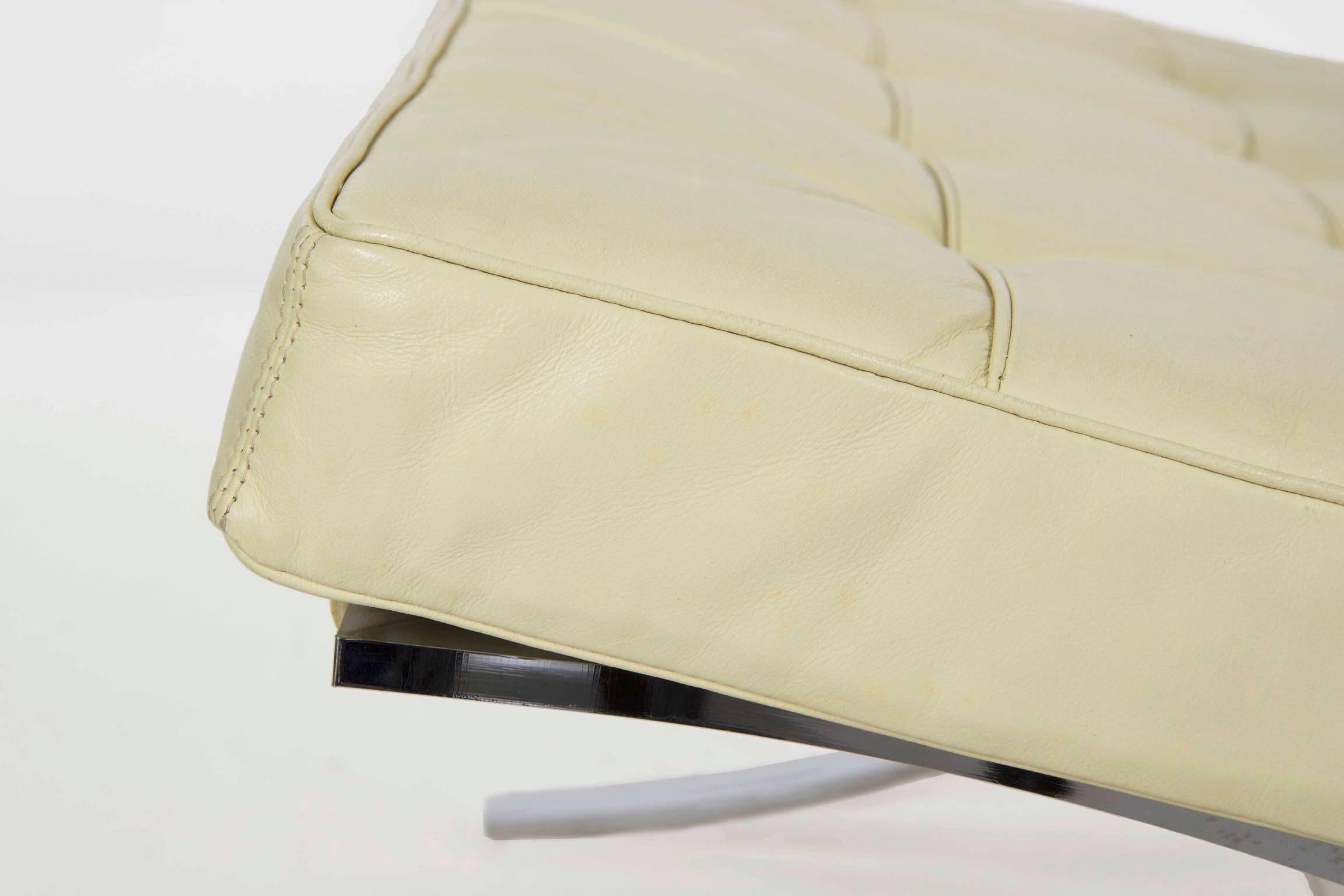 Mies van der Rohe Modern Italian White Leather Barcelona Lounge Chair 1