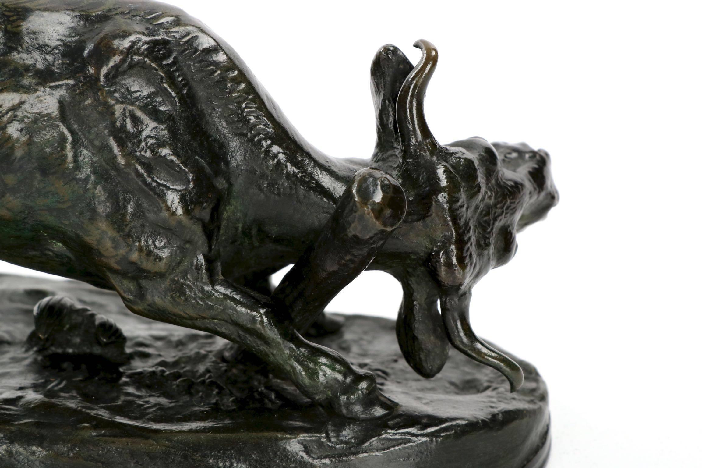 French Antique Bronze Sculpture of Cow by Barye & F. Barbedienne, circa 1900 3