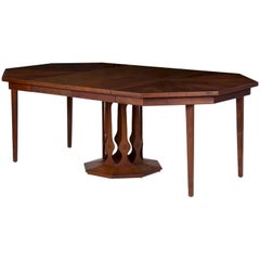 Foster-McDavid "Intaglio" Faceted Octagon Midcentury Walnut Dining Table
