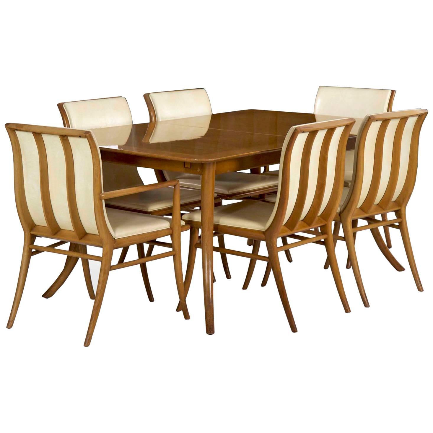 Mid-Century Modern Dining Table and Six Chairs by T.H. Robsjohn-Gibbings