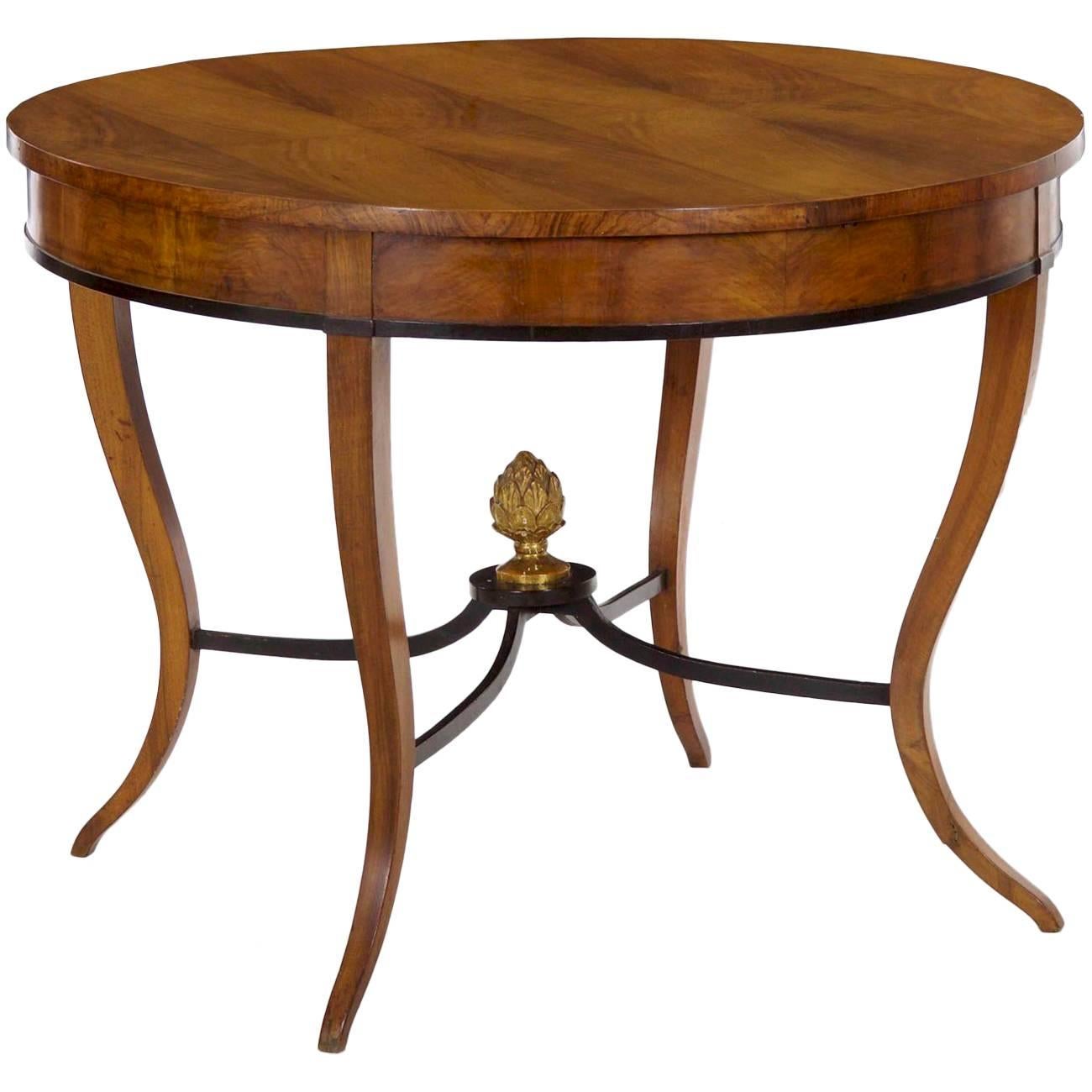 Antique Austrian Biedermeier Round Fruitwood Centre Table, circa 1825