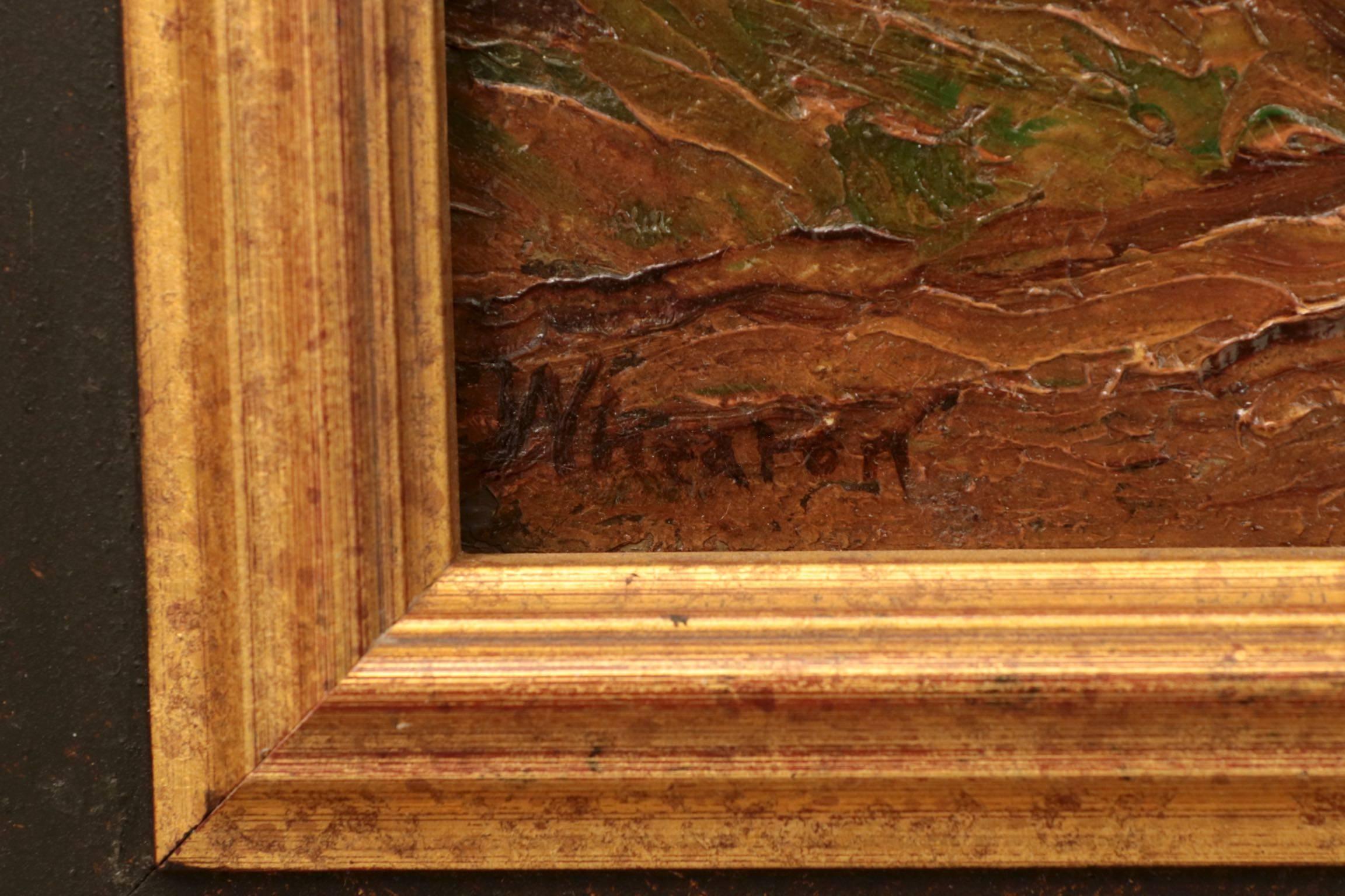 Francis Wheaton Pastoral Sheep Landscape Antique Oil Painting In Good Condition In Shippensburg, PA