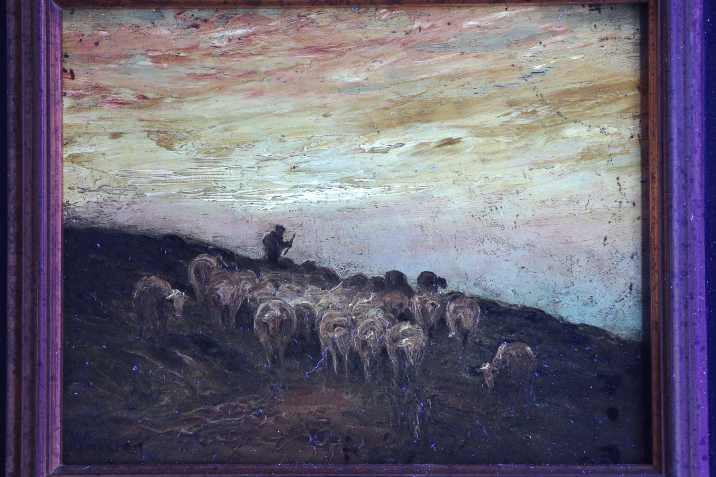 Francis Wheaton Pastoral Sheep Landscape Antique Oil Painting 1