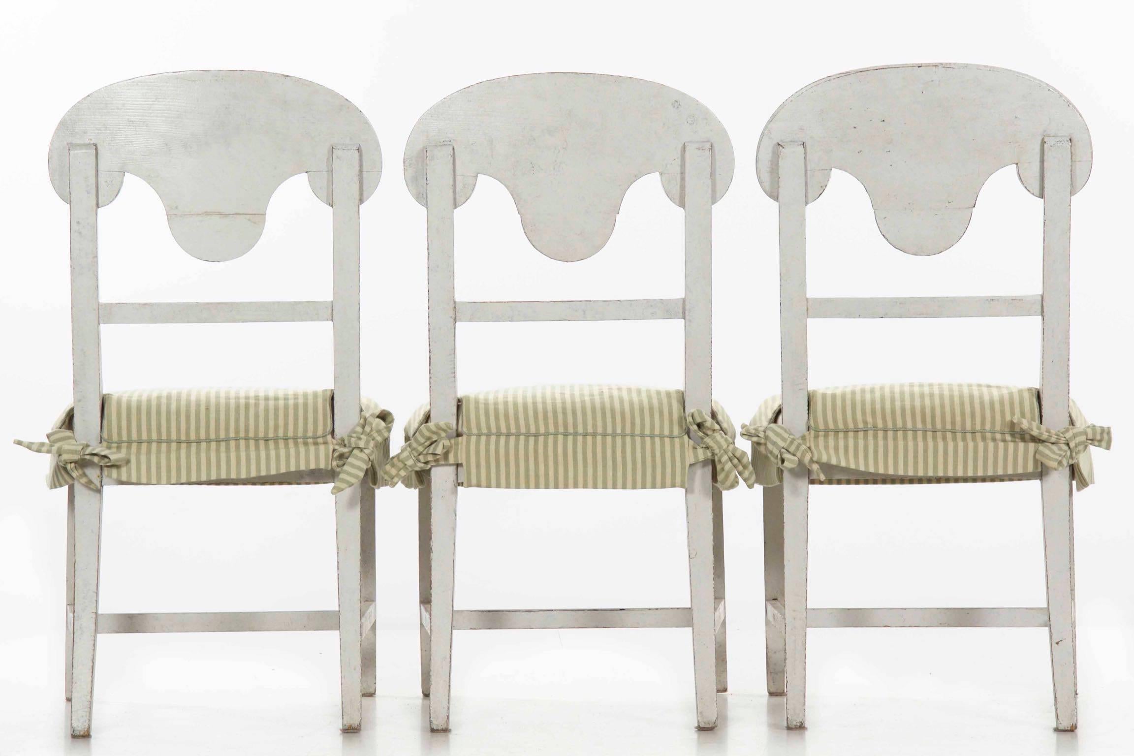 Swedish Gustavian Style Set of Six White Painted Dining Chairs 5