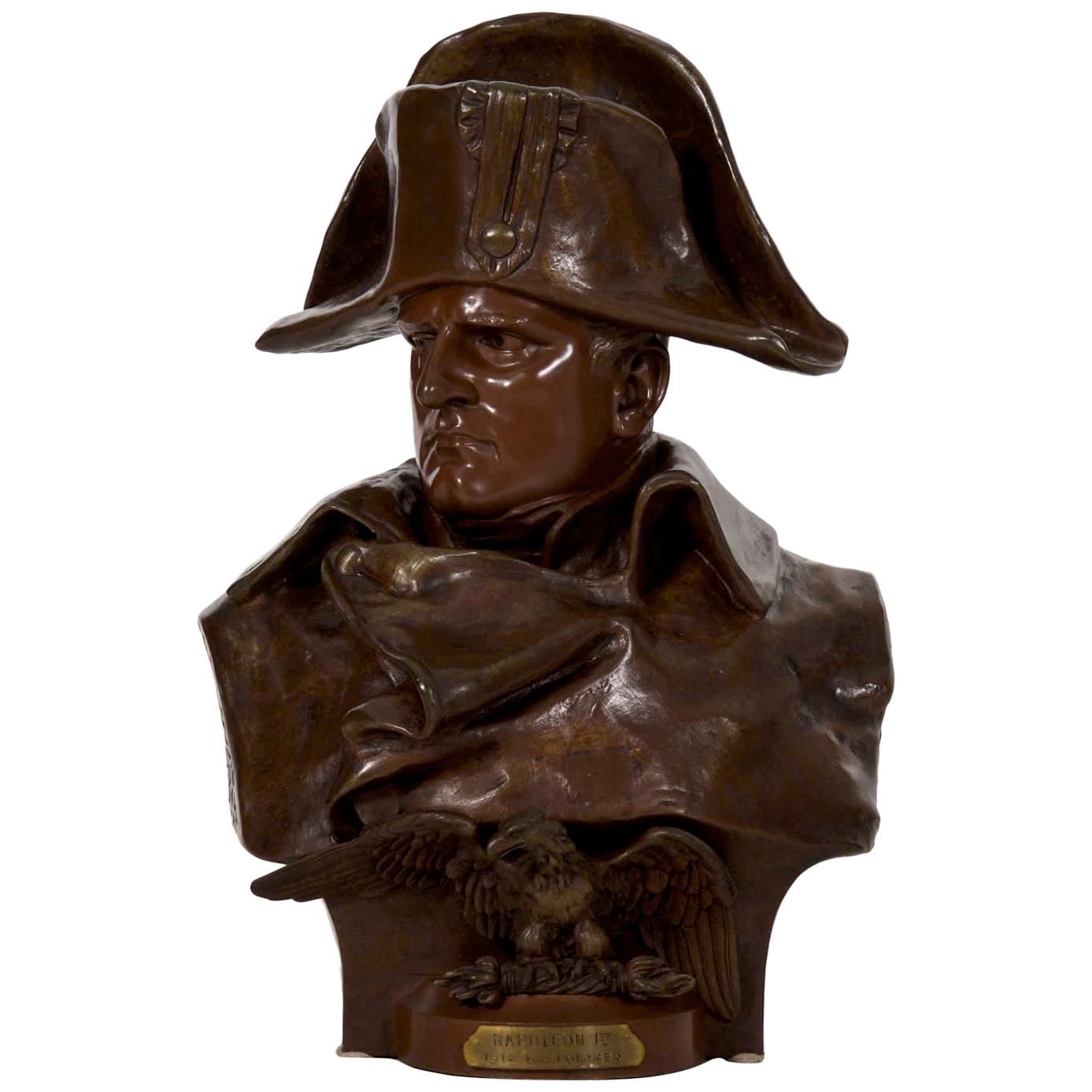 Renzo Colombo Italian, 1856-1885 Antique Bronze Sculpture ‘Bust of Napoleon’