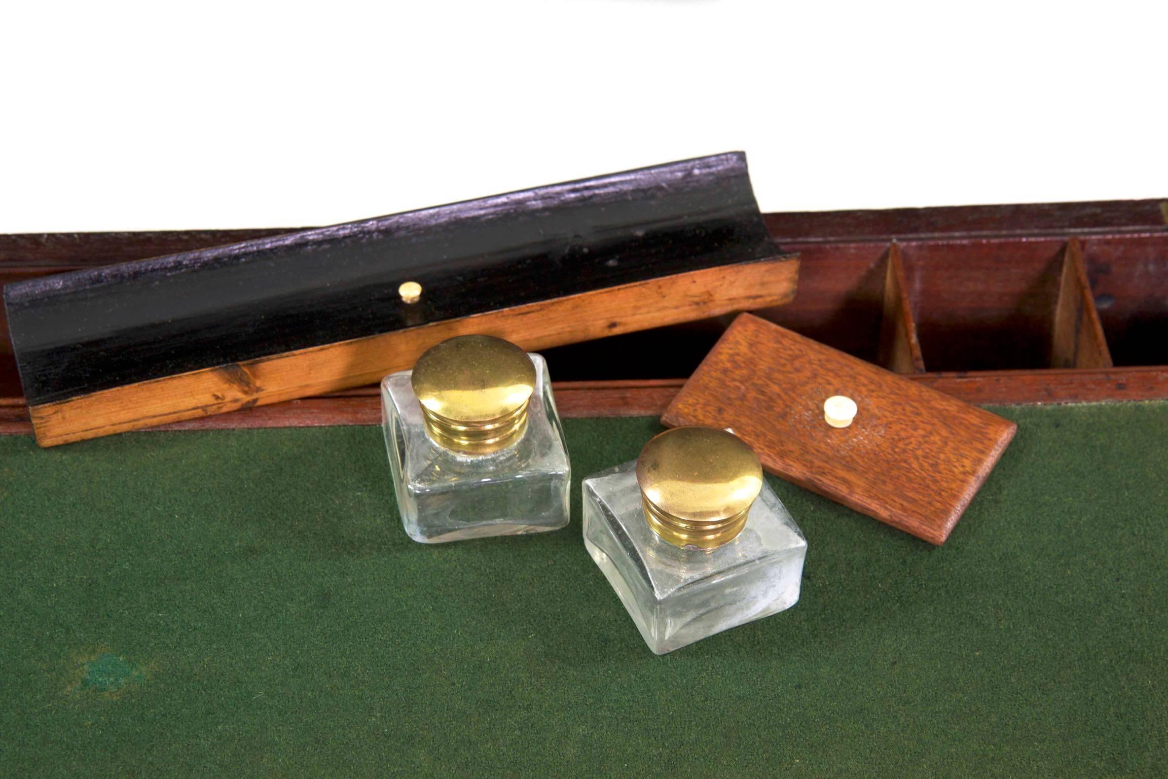 English George III Mahogany and Brass Antique Traveling Desk Writing Slope Box 3