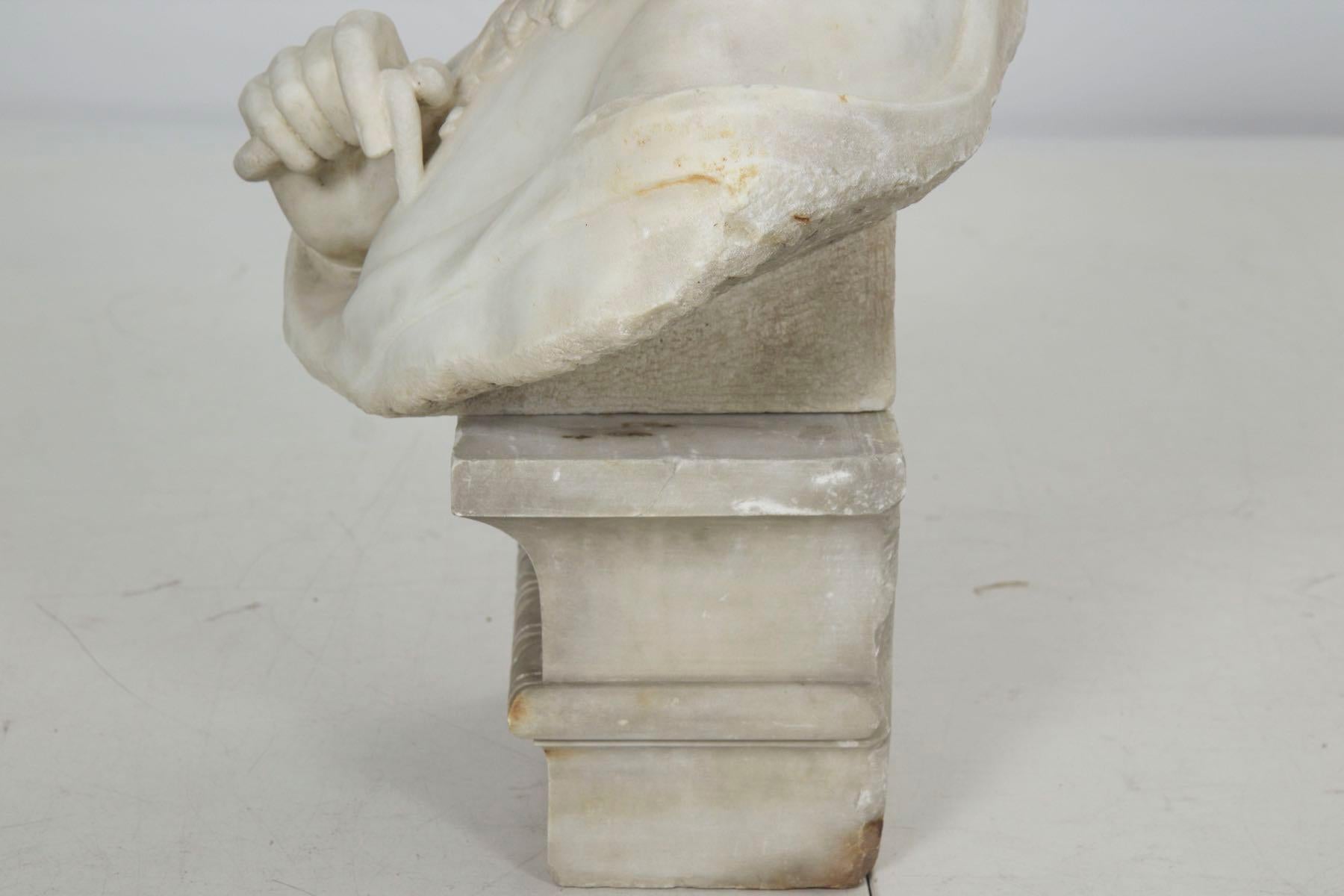 20th Century Italian Marble Bust Antique Sculpture of “Cleopatra” by Aristede Petrilli