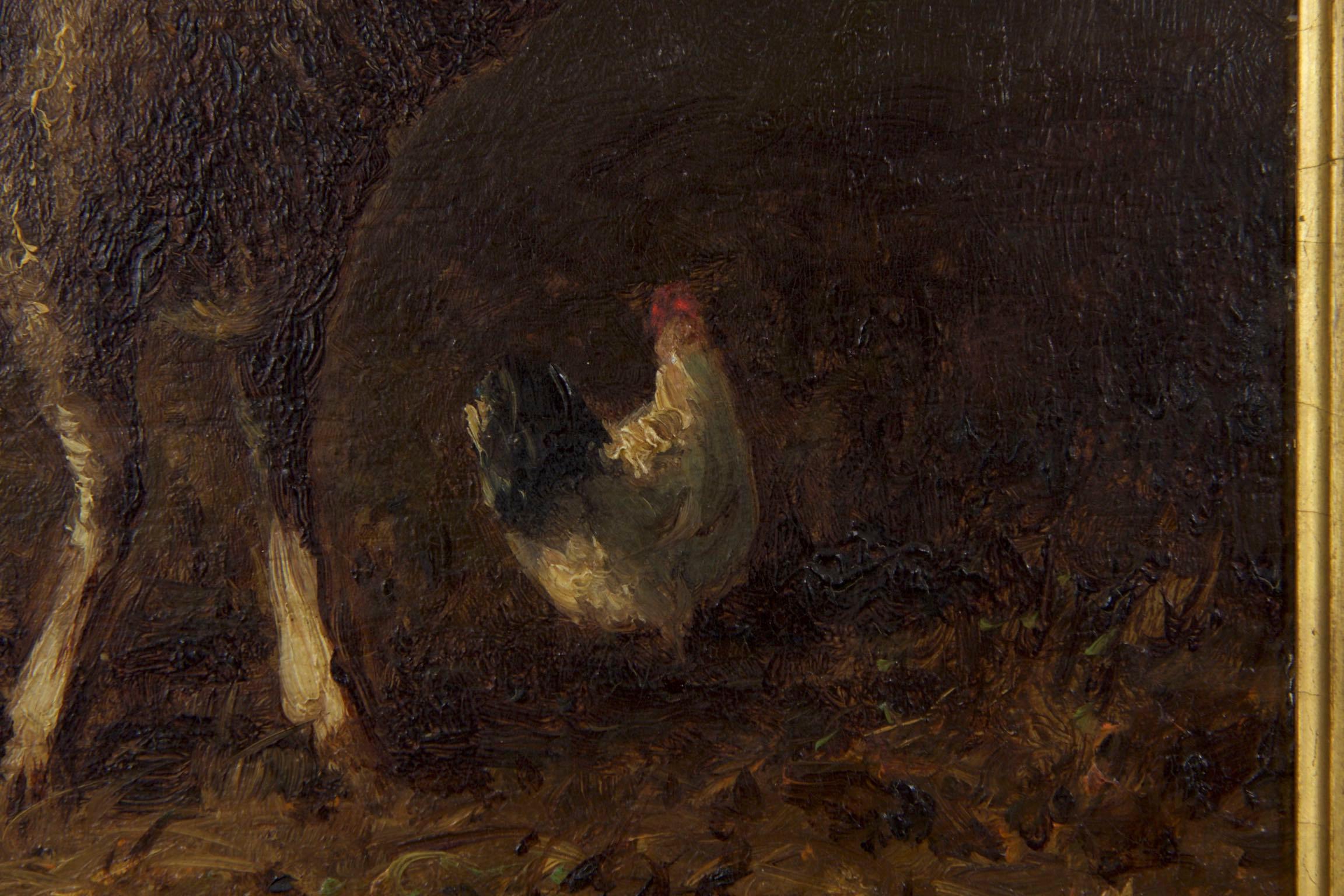 Charles Emile Jacque French Barbizon Antique Oil Painting of Sheep in Barn 7