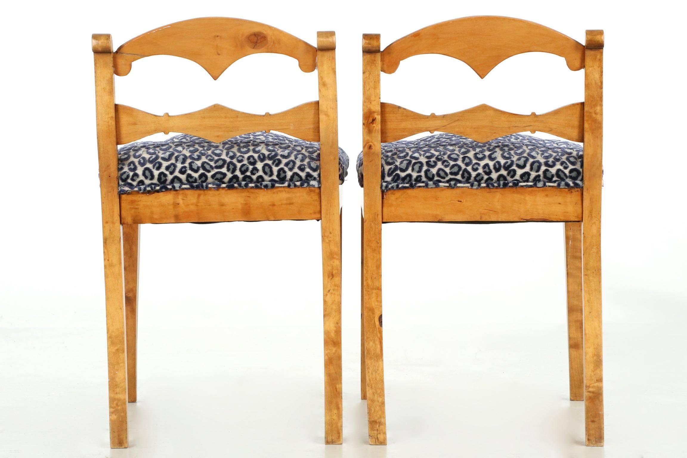 19th Century Biedermeier Style Pair of Lowback Fruitwood Antique Side Chairs In Good Condition In Shippensburg, PA