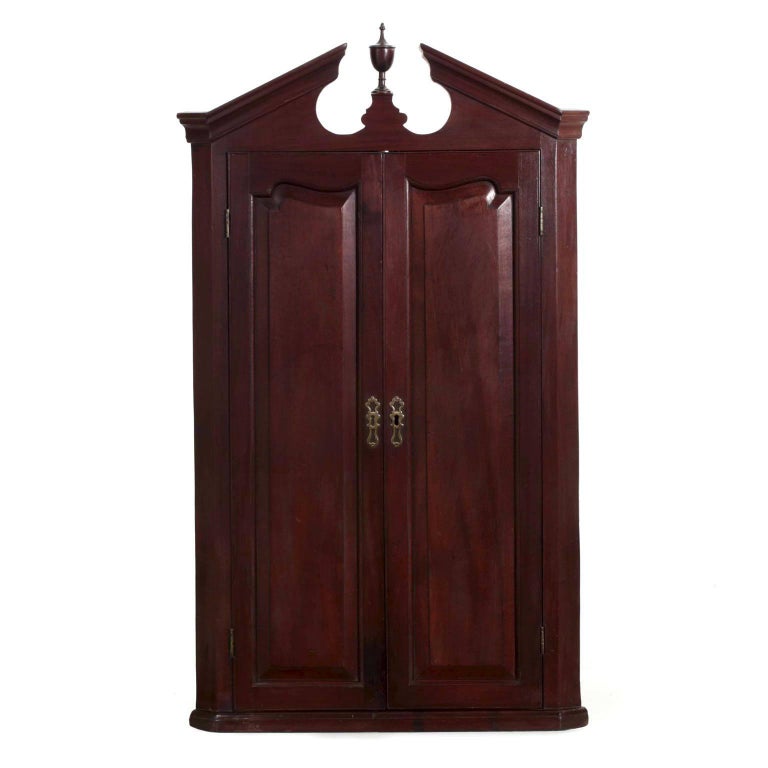 Georgian Mahogany Broken Arch Hanging Antique Cupboard England