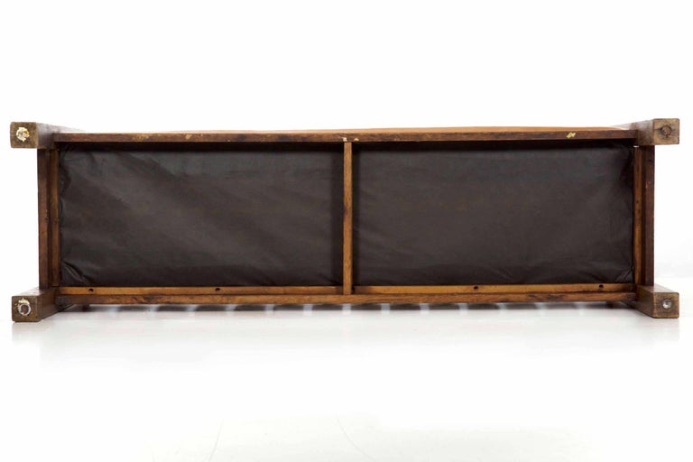20th Century Arts Crafts Mission Leather Oak Antique Hall Settle Sofa Settee