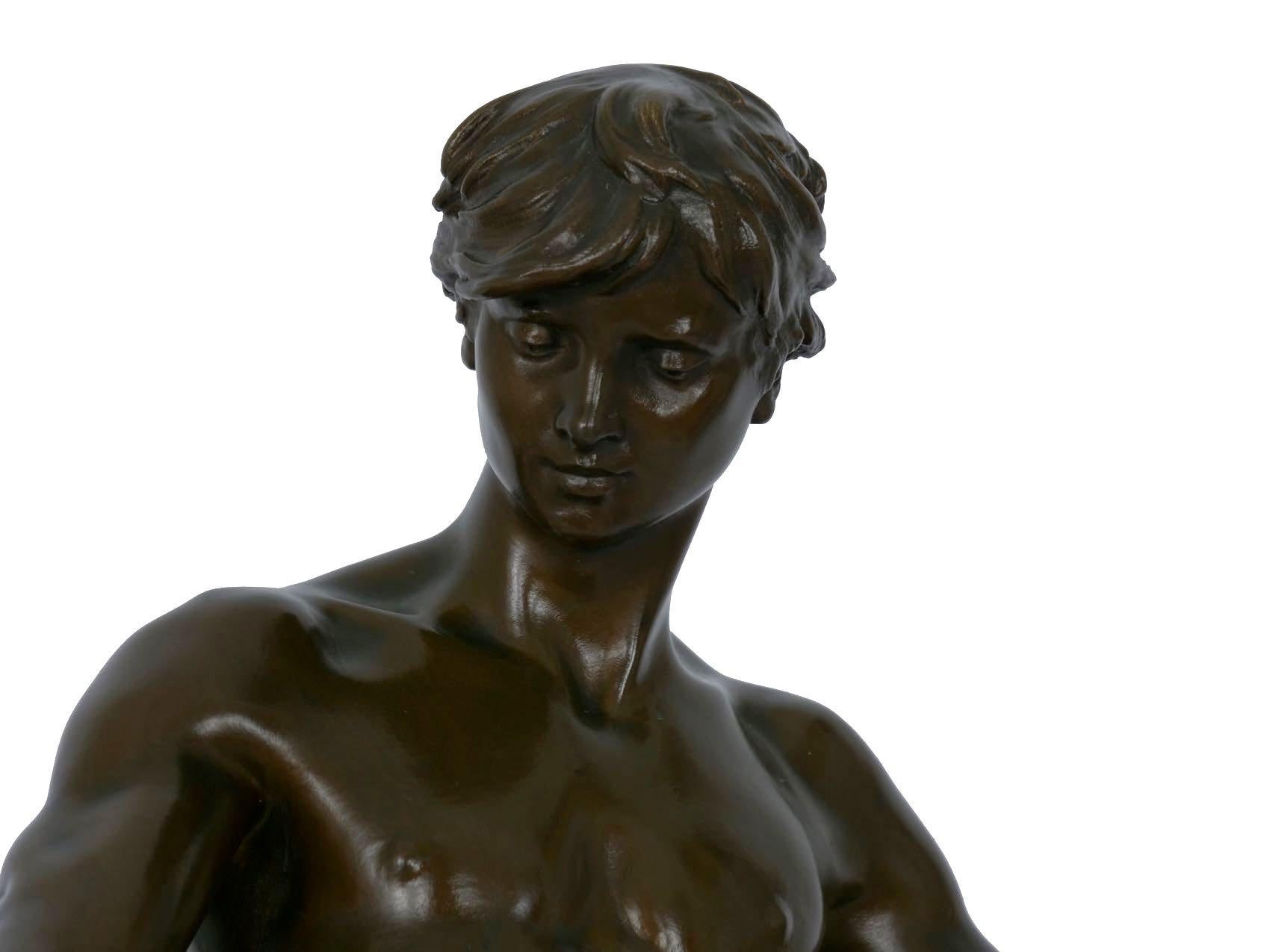 Sculpture française en bronze ancien Belluaire d’Eugène Marioton 5