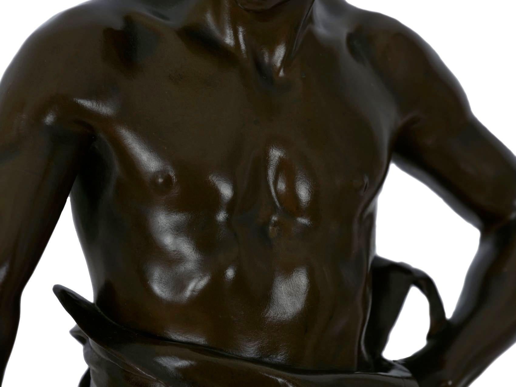 Sculpture française en bronze ancien Belluaire d’Eugène Marioton 6